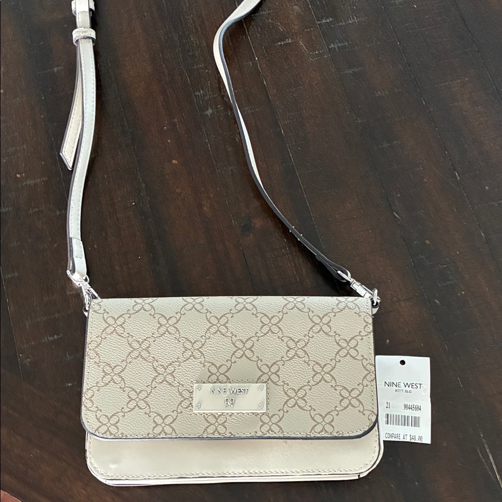Nine West Beige Patterned Crossbody Bag